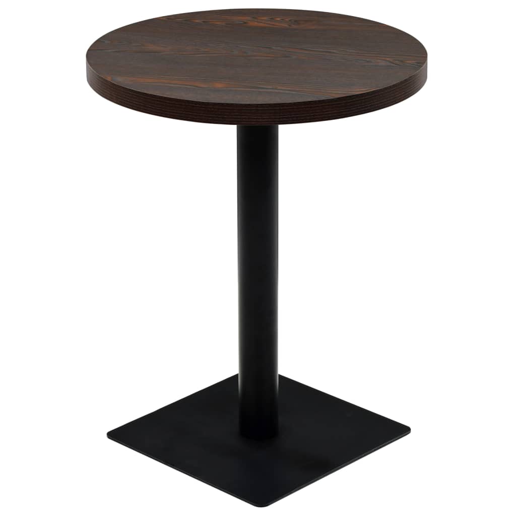 Mesa De Bar Bistró Mdf Y Acero Redonda Fresno Oscuro 60x75 Cm_0