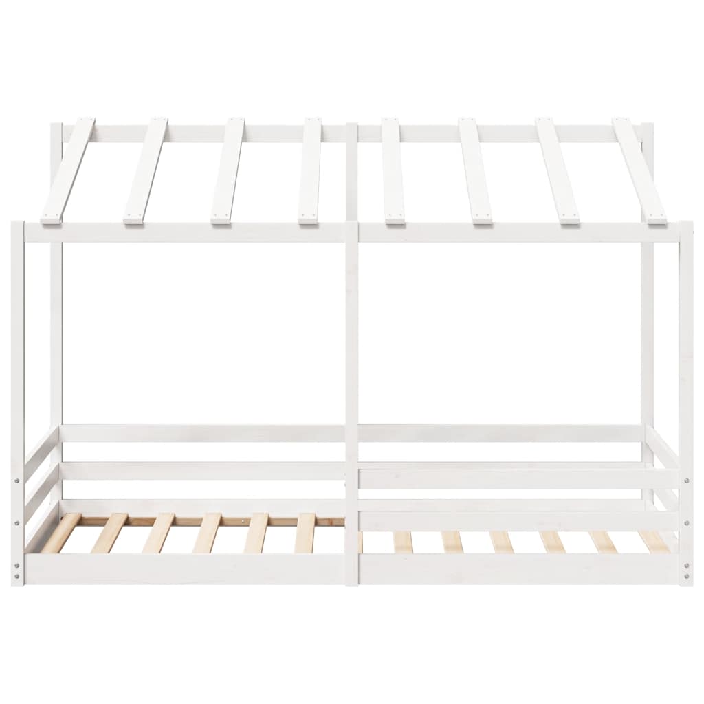 Cama Infantil Con Techo Madera Maciza Pino Blanca 100x200 Cm_3