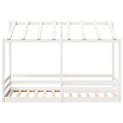 Cama Infantil Con Techo Madera Maciza Pino Blanca 100x200 Cm_3
