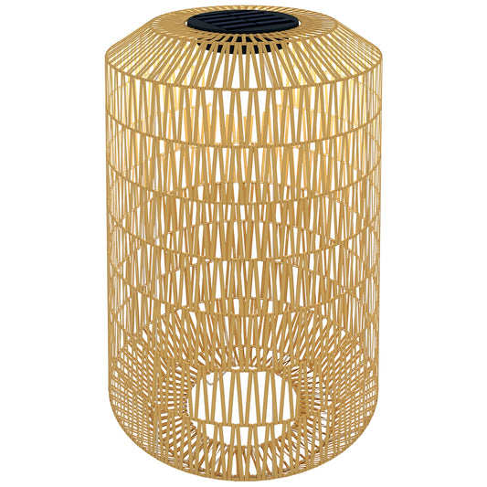 Outsunny Linterna De Jardín De Ratán Sintético Con Luces Led Ø30x55 Cm Natural_0