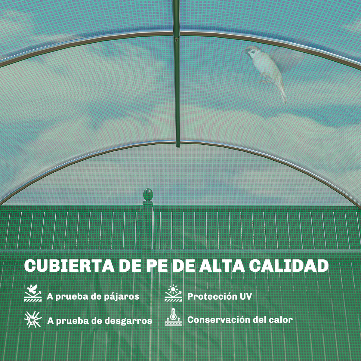 Invernadero De Túnel Outsunny Acero Galvanizado, Pe Verde 597x295x200 Cm_4