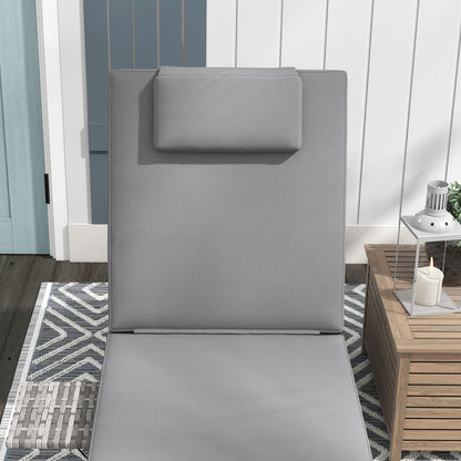 Outsunny Tumbona De Ratán Reclinable Con Respaldo Ajustable Gris_3