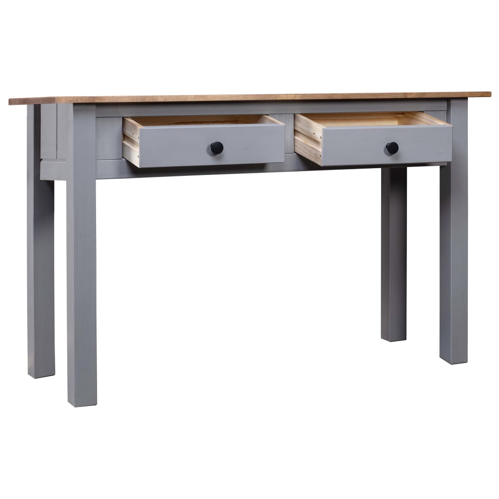 Mesa Consola Madera Maciza Pino Estilo Panamá Gris 110x40x72 Cm_1