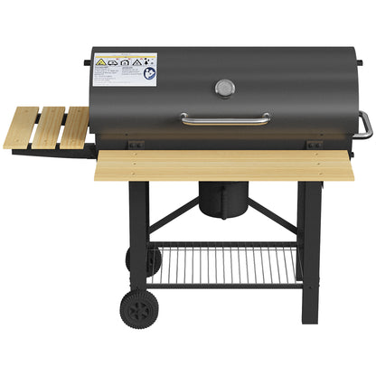 Outsunny Barbacoa De Carbón Portátil Móvil Con Estantes Plegables Tapa Negro_4