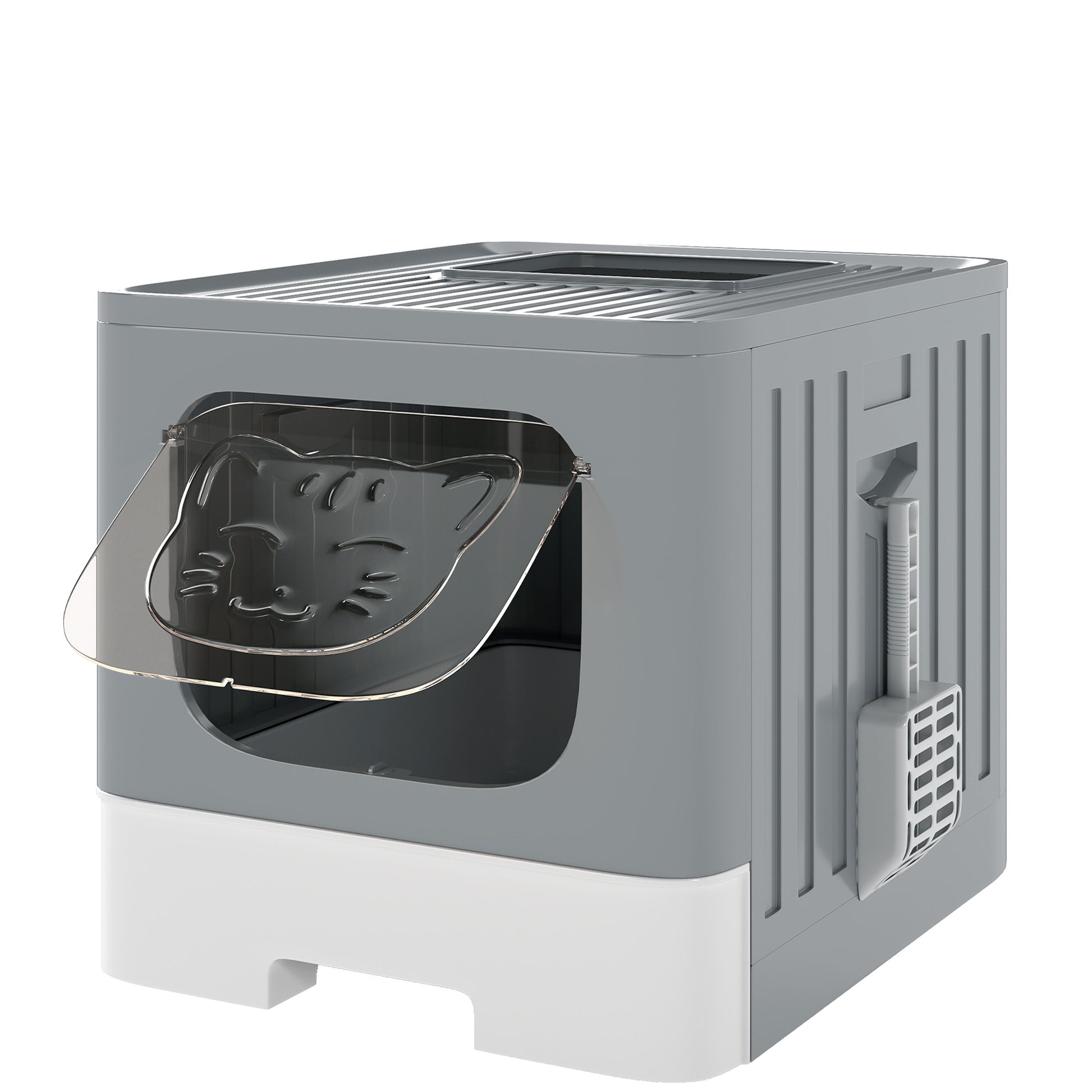Pawhut Arenero Para Gatos M Con Tapa Enrejada Bandeja Extraíble Gris_0