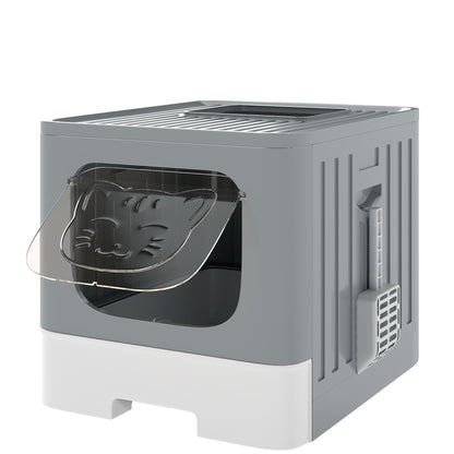 Pawhut Arenero Para Gatos M Con Tapa Enrejada Bandeja Extraíble Gris_0