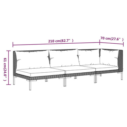 Vidaxl Muebles Jardín 3 Pzas Ratán Sintético Semicircular Gris Oscuro_2