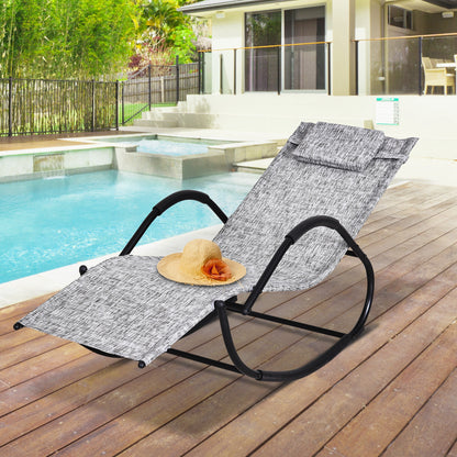 Outsunny Tumbona Para Jardín Mecedora Con Reposabrazos Para Exterior Gris_1