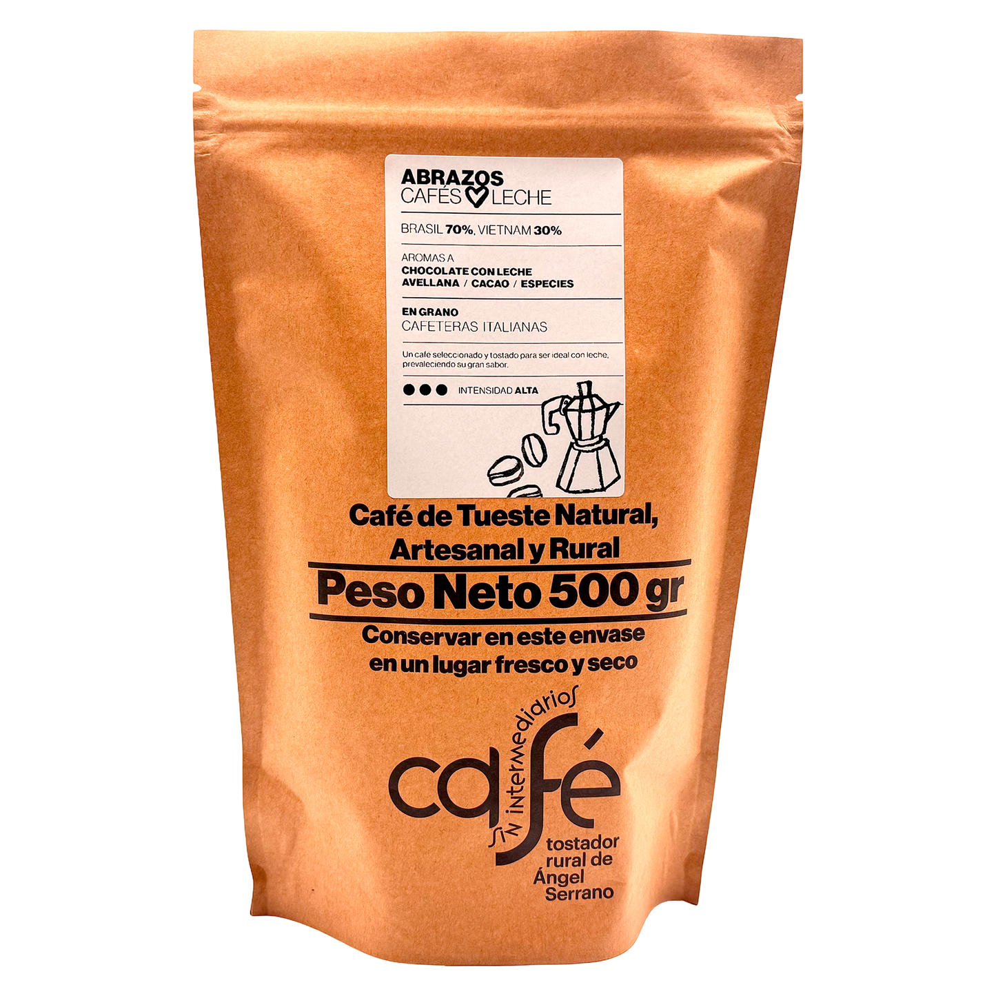 Cafe Sin Intermediarios Café Brasil Abrazos En Grano Para Italiana (moka) 500 G_0