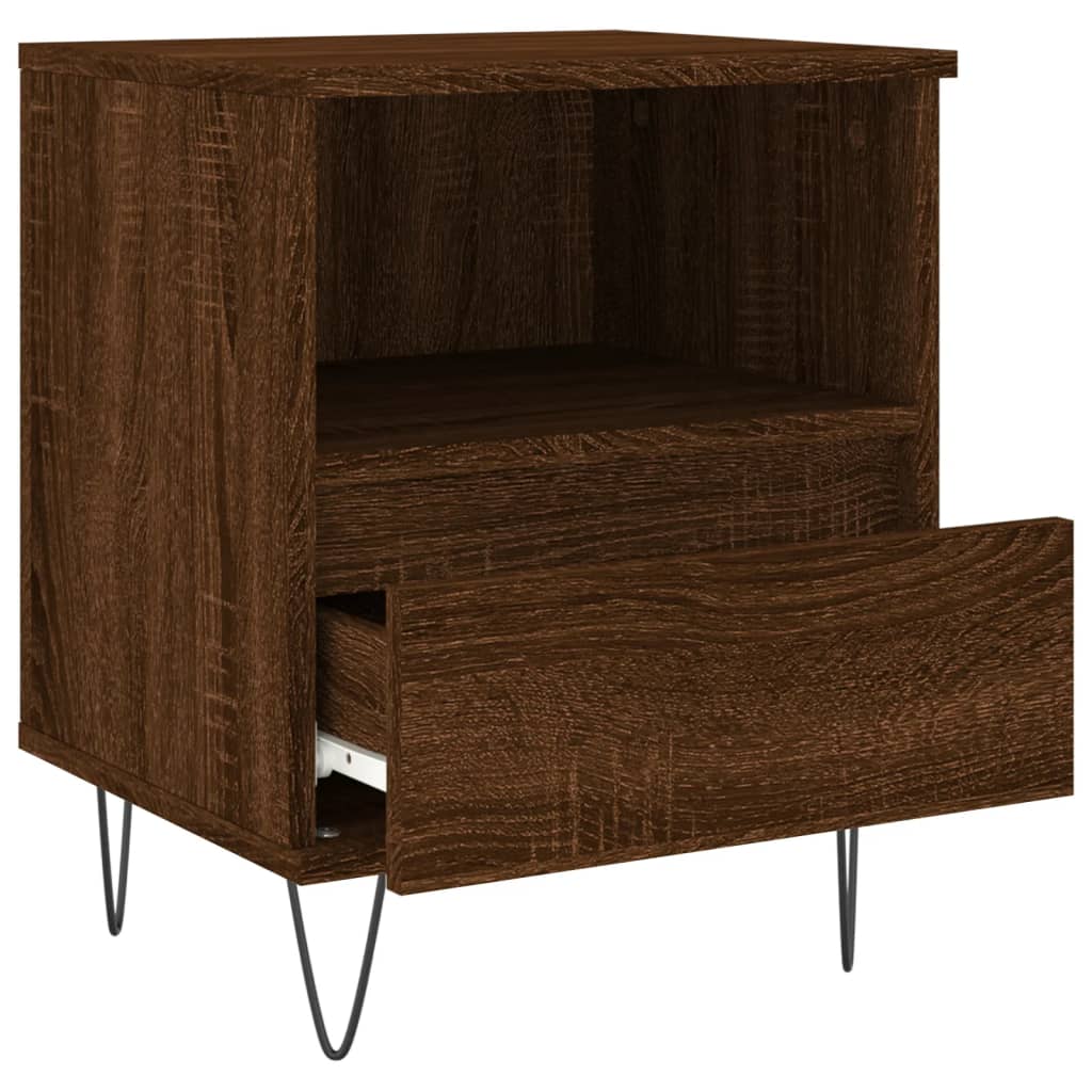 Mesita De Noche Madera De Ingeniería Marrón Roble 40x35x50 Cm_3