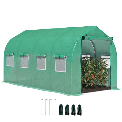 Outsunny Invernadero De Exterior 4x2x2 M Con 8 Ventanas De Malla Verde_0