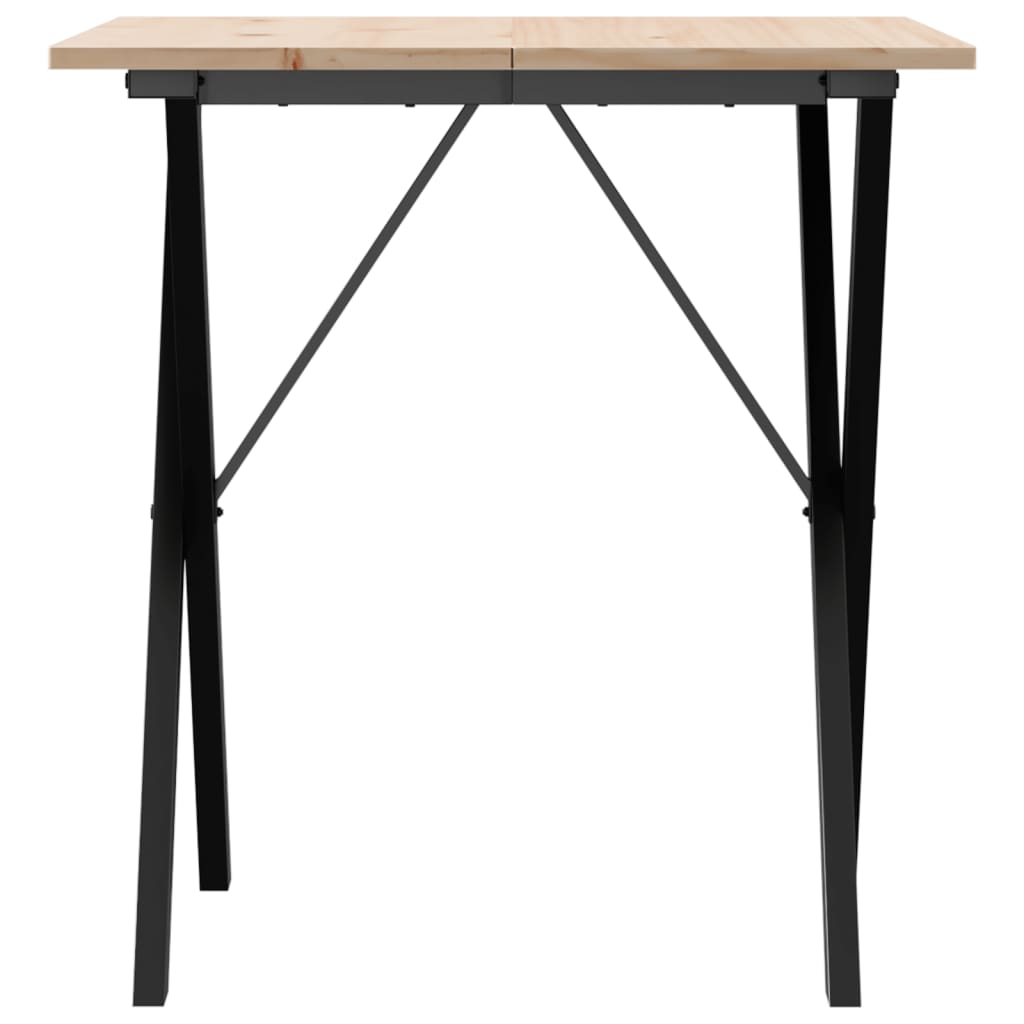 Mesa De Comedor Marco X Madera Maciza Pino Y Acero 70x70x75 Cm_2