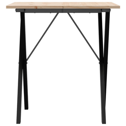 Mesa De Comedor Marco X Madera Maciza Pino Y Acero 70x70x75 Cm_2