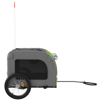 Vidaxl Remolque De Bicicleta Mascotas Hierro Tela Oxford Verde Gris_5