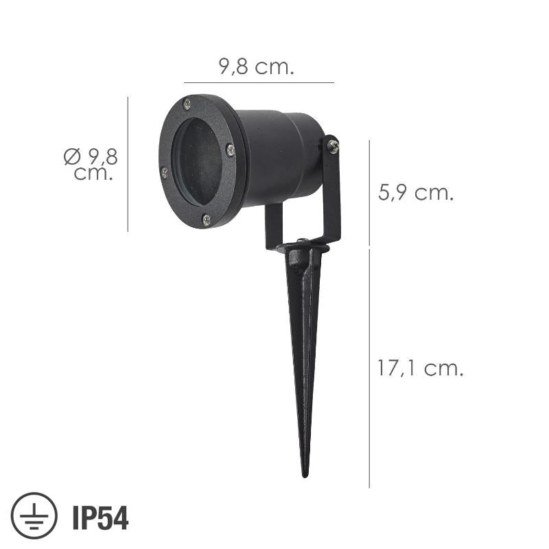 Foco Halógeno Ip54 Para Jardín Y Exteriores Con Pincho Color Negro