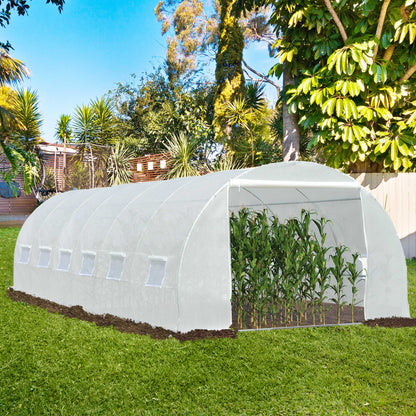 Cubierta De Invernadero De Túnel 12 Ventanas Outsunny 6x3x2 M Blanco_1