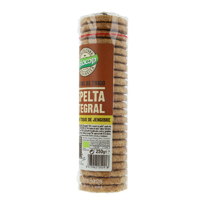 Pack 2 x Galleta de Espelta Integral, Jengibre y Limón Biocop 250g