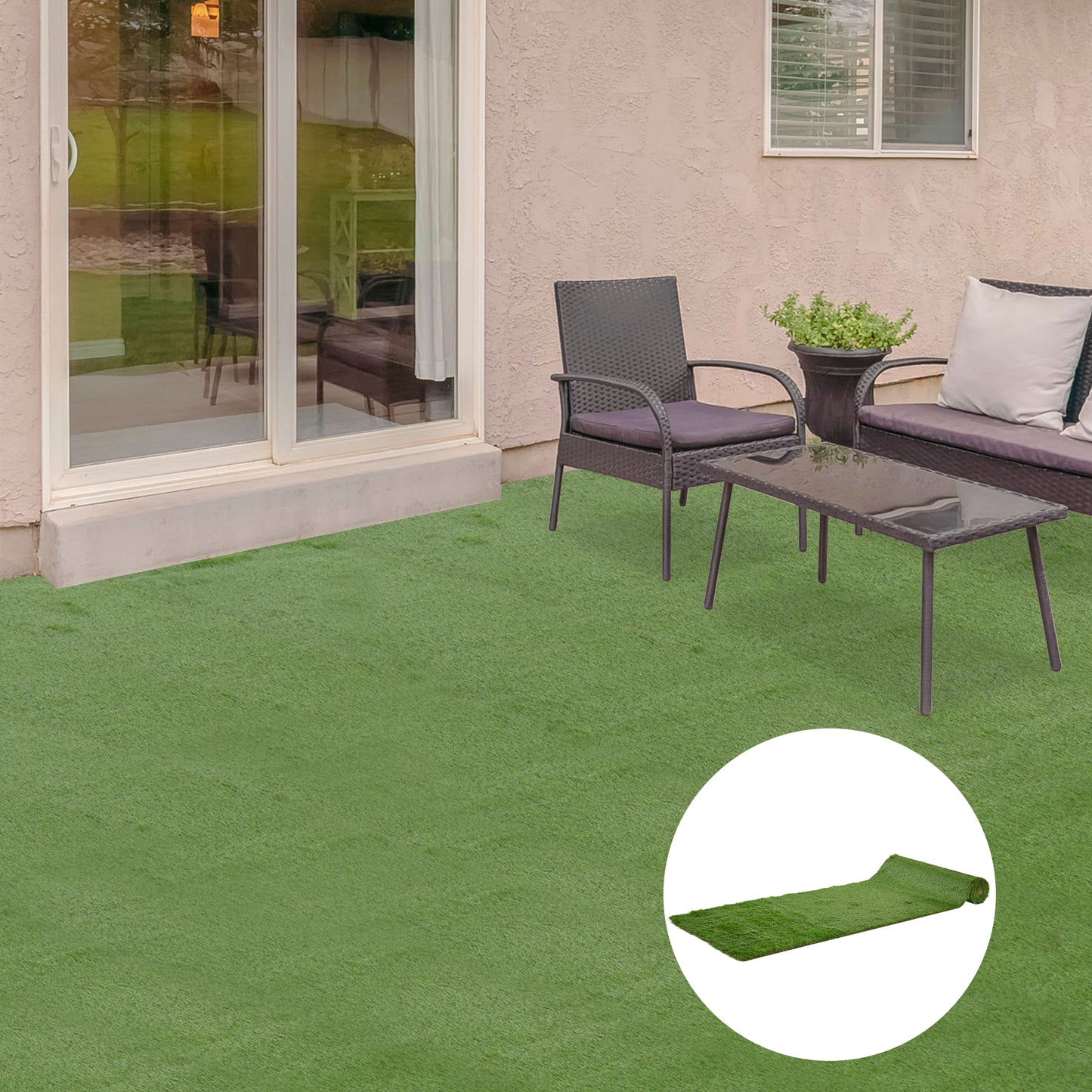 Outsunny Césped Artificial 40 Mm Rollos De 1x4 M Realista Para Terraza Jardín_1