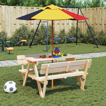 Vidaxl Sombrilla De Jardín Para Niños Con Poste De Madera Ø120x140 Cm_1