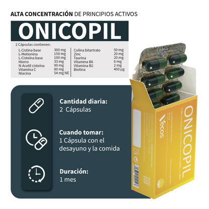 Onicopil Vecos 60 Cápsulas | Cabello, Piel Y Uñas | Biotina, Zinc Y Aminoácidos_2