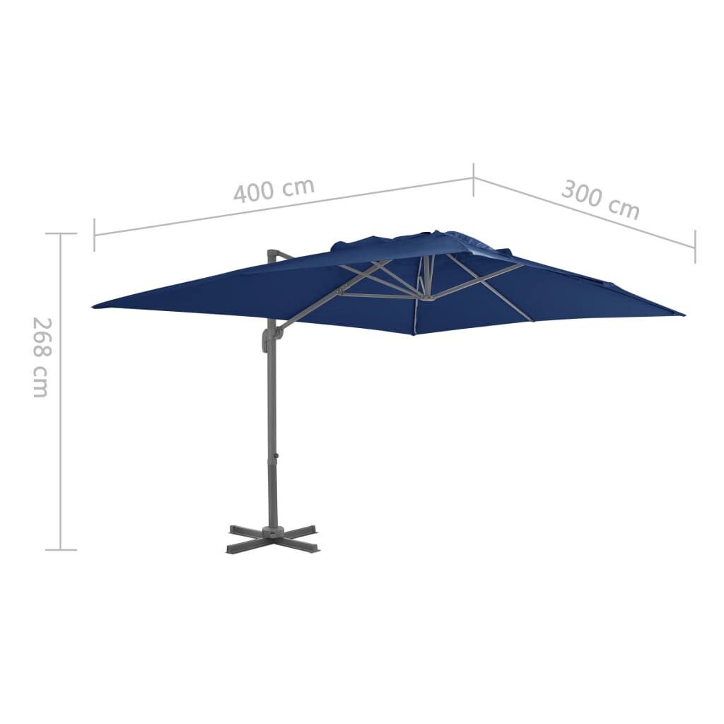 Vidaxl Sombrilla Voladiza De Jardín Poste De Aluminio Azul Azure 4x3 M_2