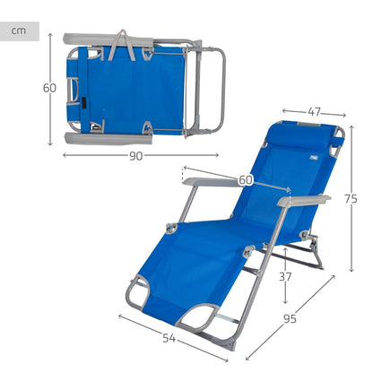 Tumbona Plegable Camping Multiposición Azul C/cojín Aktive_3