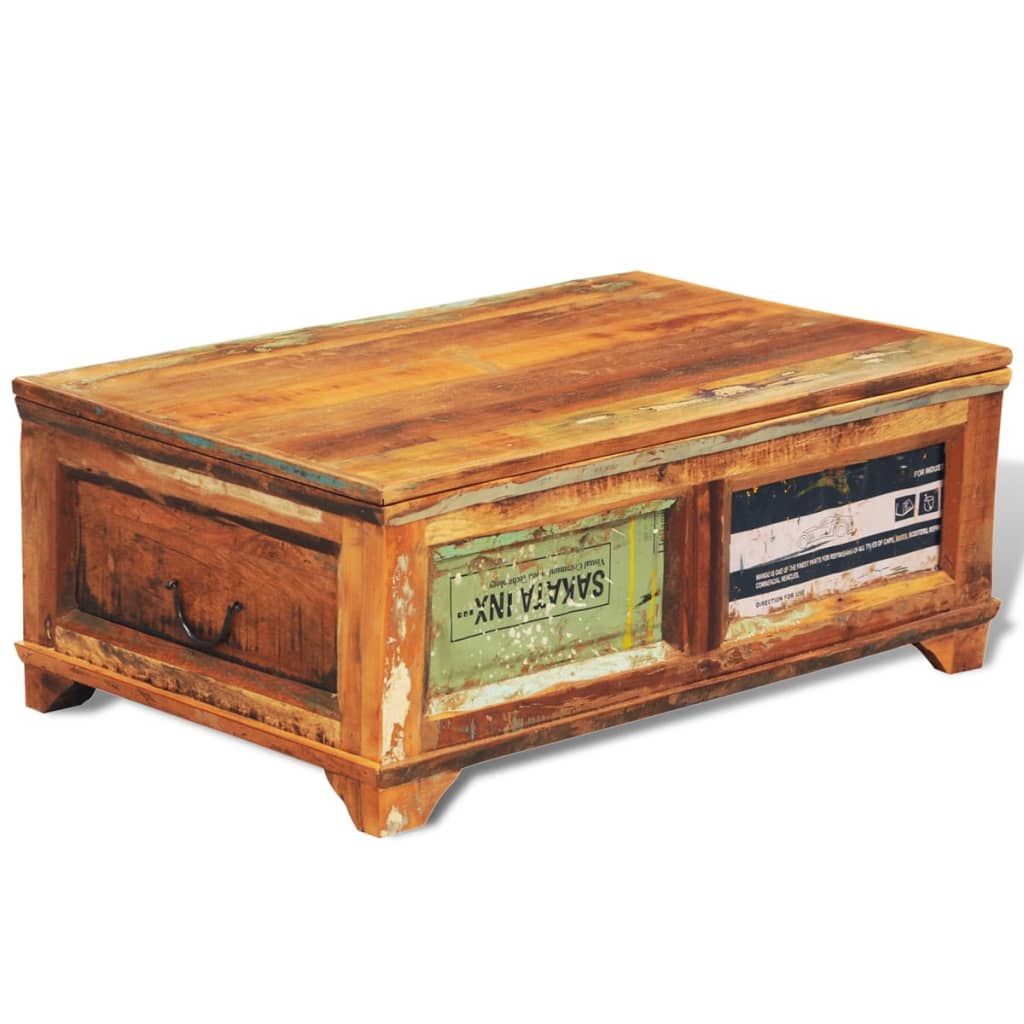 Mesa De Centro Vintage Con Almacenaje Madera Reciclada_2
