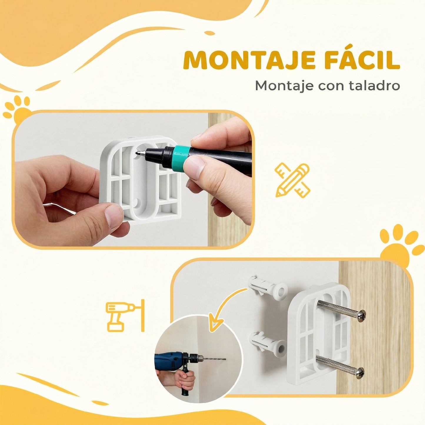 Pawhut Barrera De Seguridad Para Perros, Ancho 74,5-111,5 Cm Con Pestillo Blanco_3