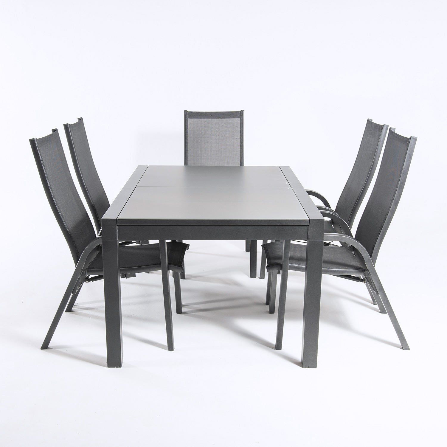 Conjunto Para Jardín Color Antracita, Mesa Extensible 160/210 Y 6 Sillones Reclinables Y Apilables, Aluminio Doble Reforzado, 6 Plazas_3