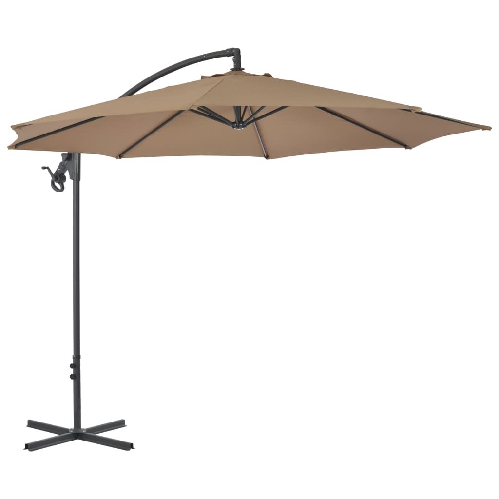 Vidaxl Sombrilla Voladiza De Jardín Con Poste De Acero Taupe 300 Cm_1