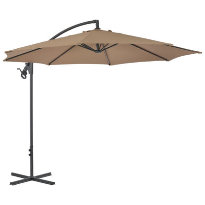 Vidaxl Sombrilla Voladiza De Jardín Con Poste De Acero Taupe 300 Cm_1