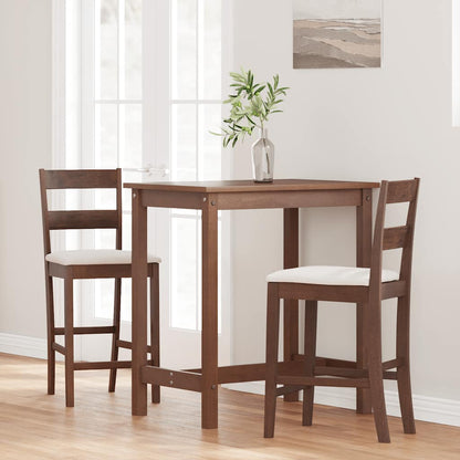 Taburetes De Bar Con Cojines 2 Uds Madera Maciza Marrón Caucho_1