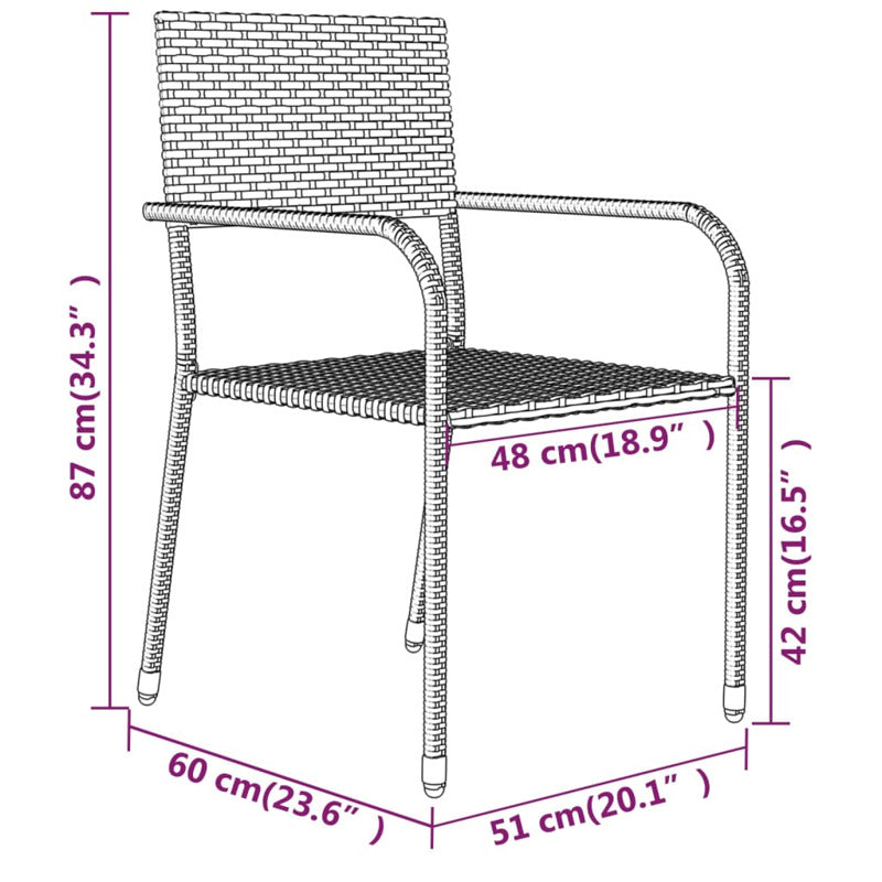 Vidaxl Juego De Comedor Para Jardín 7 Piezas Negro_2