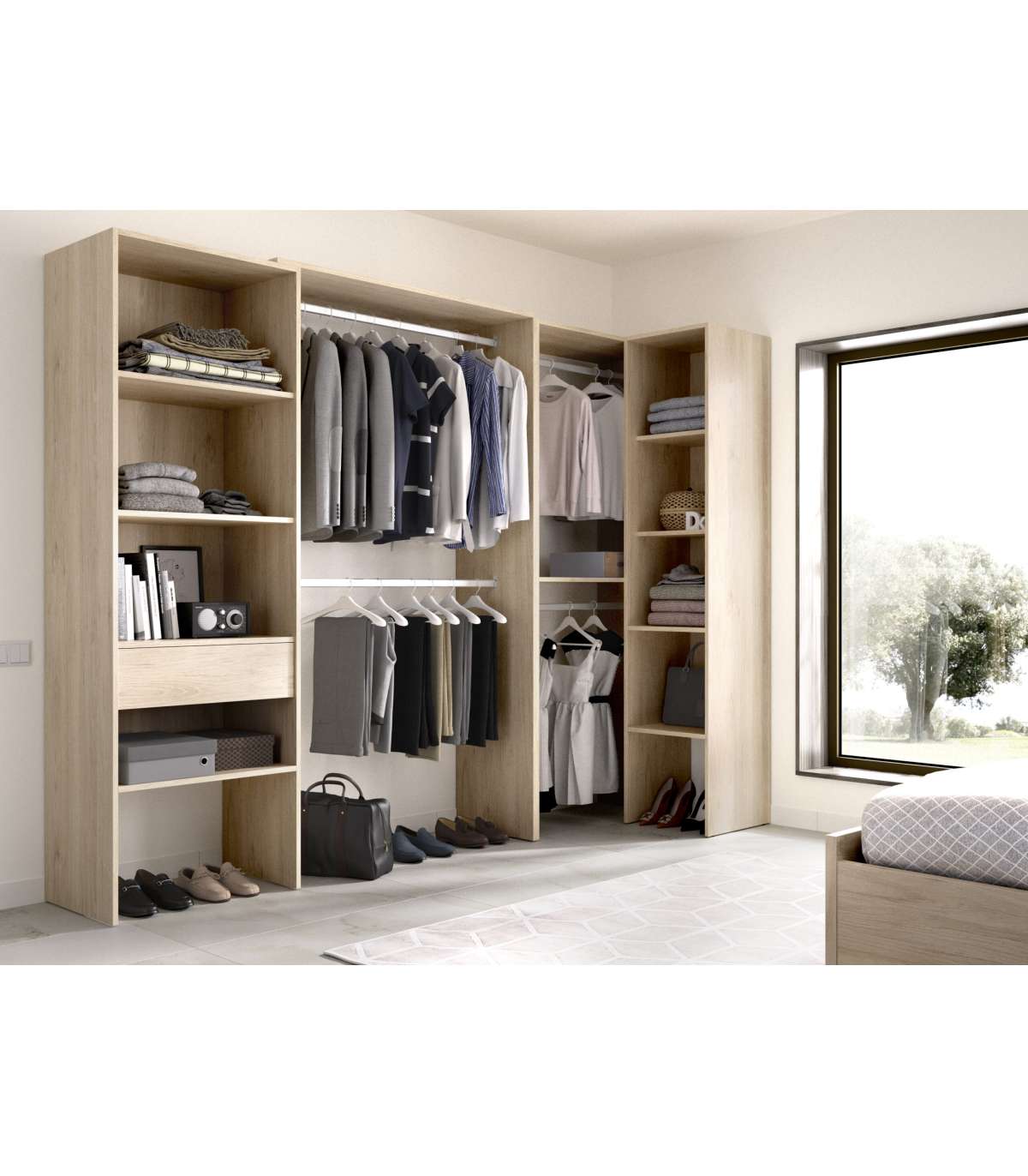 Vestidor De Rincón Luz 3 Color Natural 248cm (ancho) 79.4 Cm (fondo) 187 Cm (alto)_1