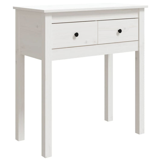 Mesa Consola De Madera Maciza De Pino Blanco 70x35x75 Cm_0