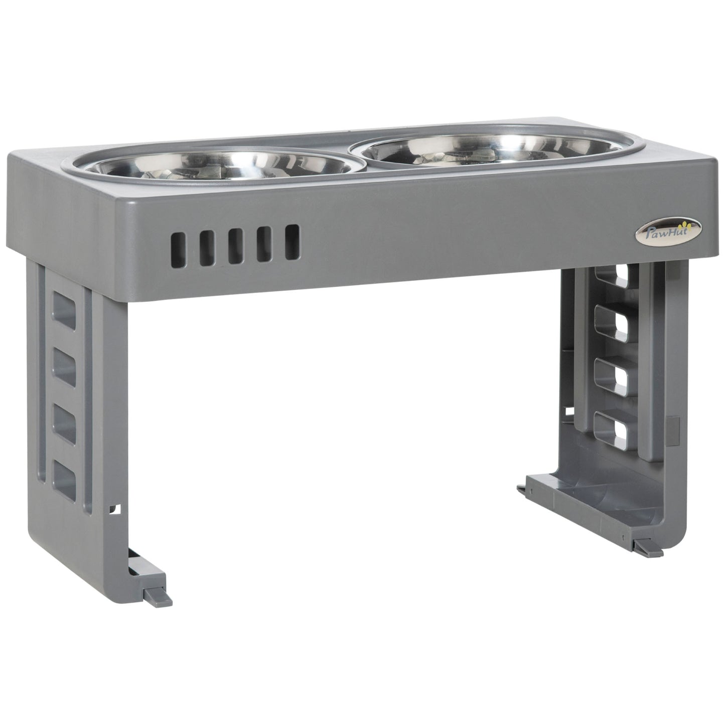 Pawhut Comedero Elevado Para Perros Con 2 Platos Altura Ajustable 44x27,7x28 Cm_0