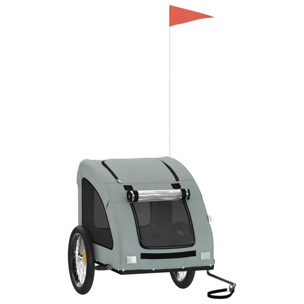 Vidaxl Remolque De Bicicleta Mascotas Hierro Tela Oxford Gris_0