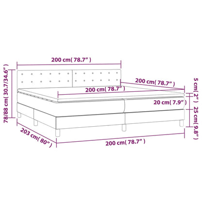 Cama Box Spring Con Colchón Y Led Tela Gris Oscuro 200x200 Cm / Vetonek_2