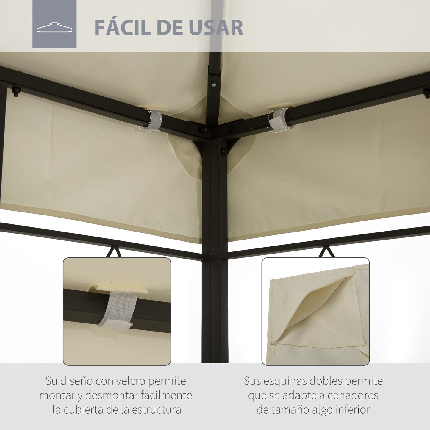 Outsunny Conjunto De 1 Cenador De Jardín 4x3 M Y 1 Techo De Repuesto 4x3 M_3