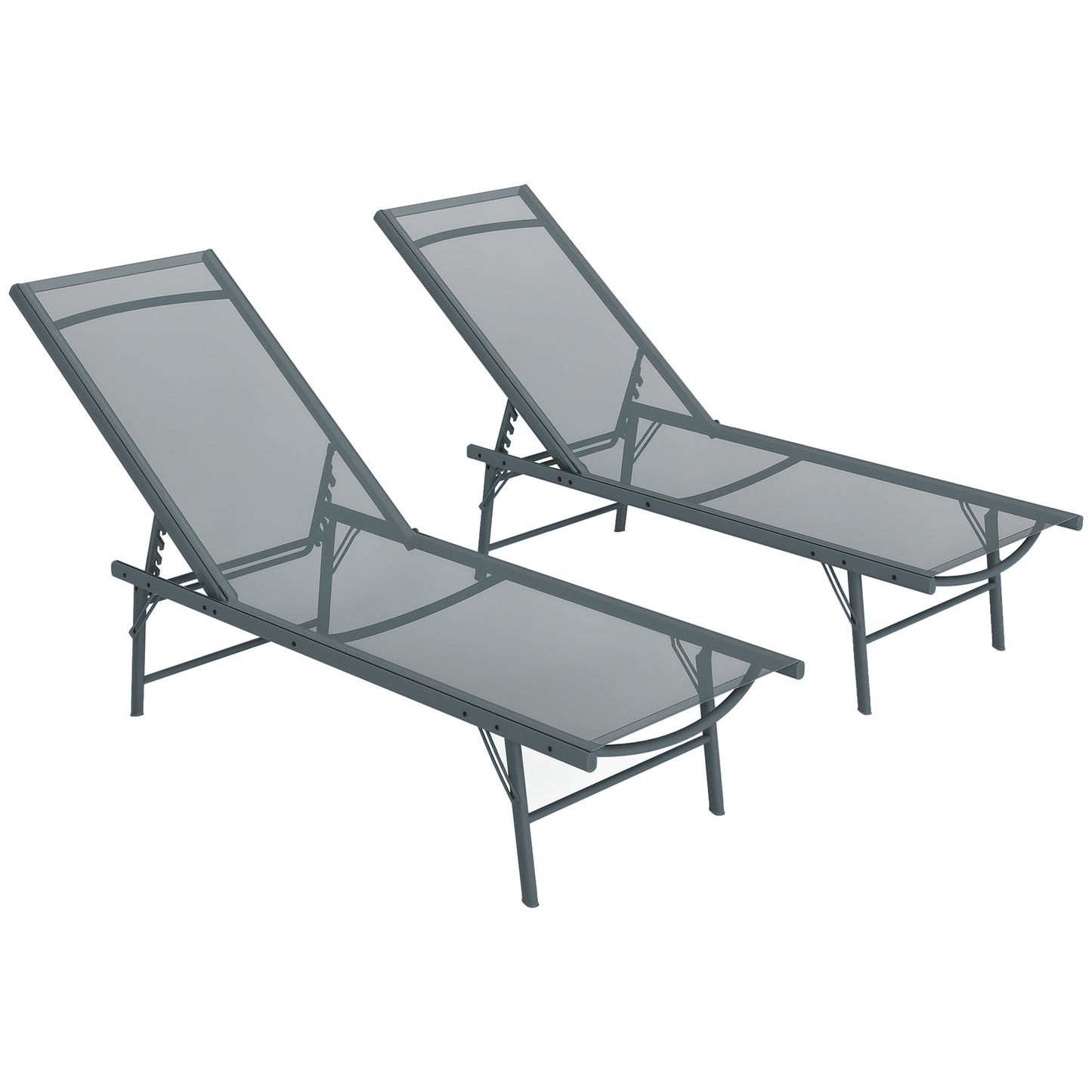 Outsunny Pack De 2 Tumbonas Jardín Exterior 164x54x84 Cm Gris Claro_0