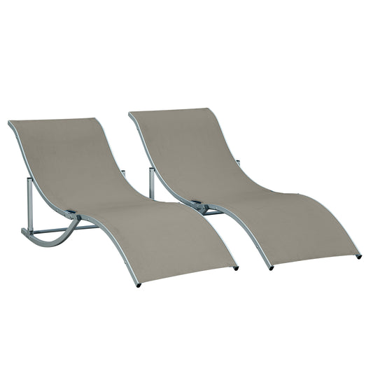 Outsunny 2 Tumbonas Plegables Forma De S Aluminio Texteline Para Terraza Gris_0