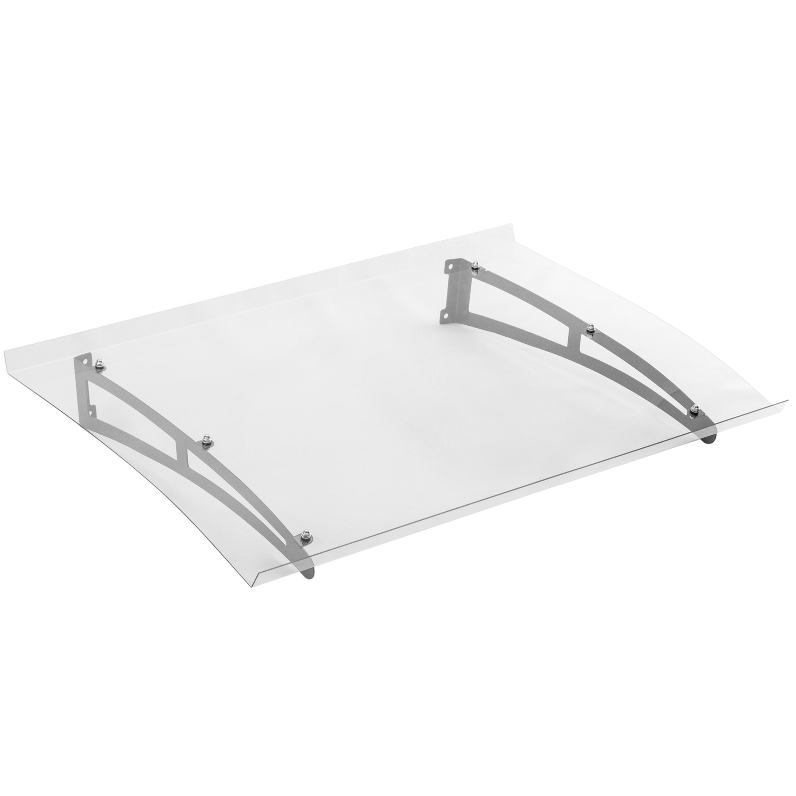 Tejadillo De Protección 120 X 100 Cm Transparente Marquesina Para Puertas Y Ventanas Con Soporte De Acero Gris_0
