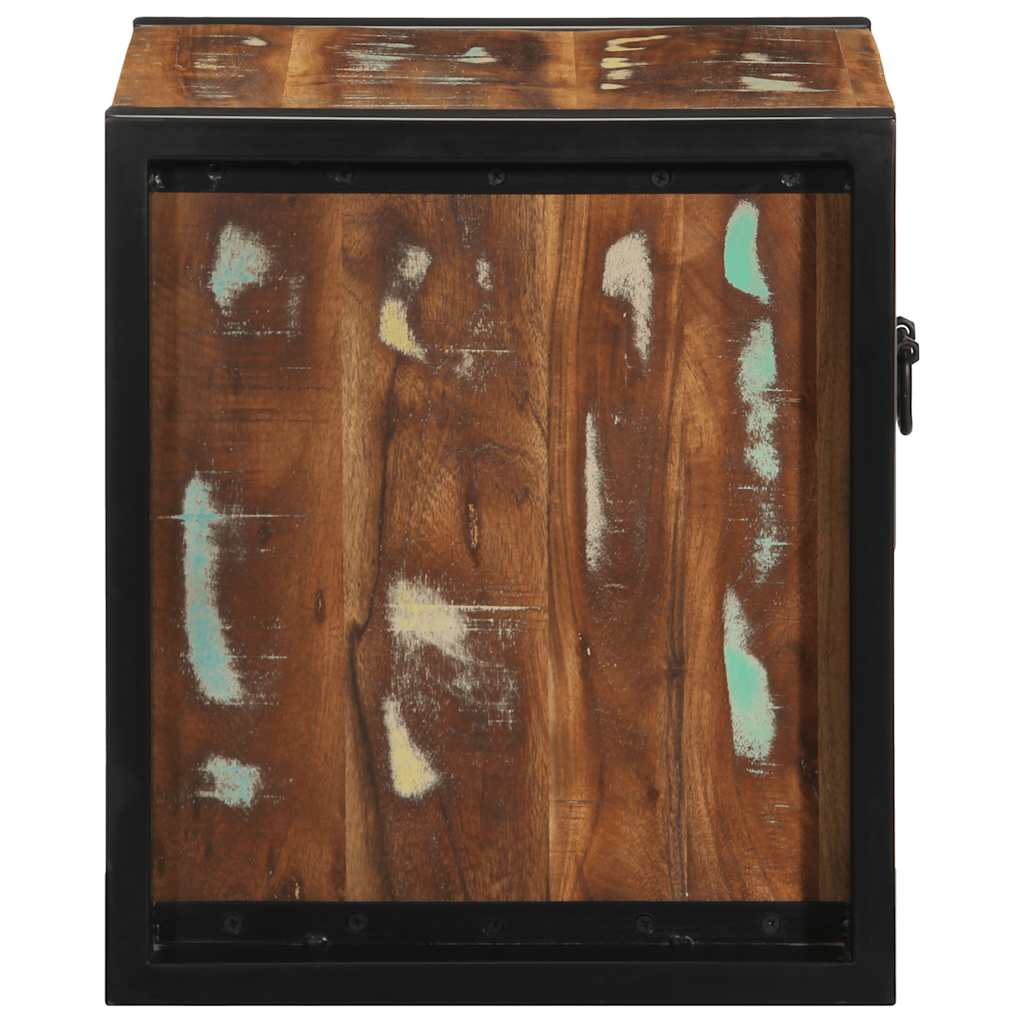 Mesilla De Noche Multicolor 40x35x40 Cm Madera Maciza Reciclada_4