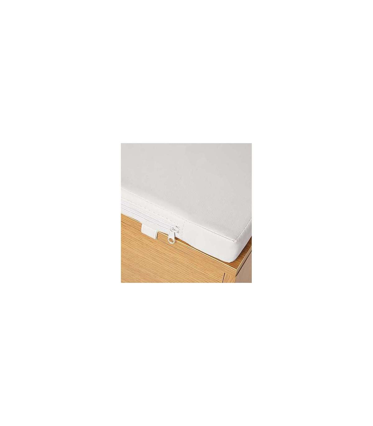 Banco Zapatero Tapizado Polipiel Blanca, 50cm(ancho) 46cm(altura) 29.5cm(fondo)_3