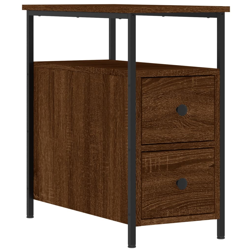 Mesita De Noche Madera De Ingeniería Marrón Roble 30x60x60 Cm_0
