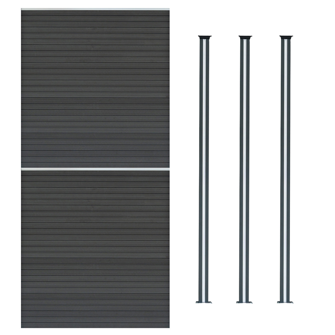 Vallas Para Exteriores De Wpc Y Aluminio - 2x Paneles + 3xpostes | Gris_0