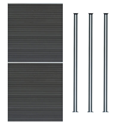 Vallas Para Exteriores De Wpc Y Aluminio - 2x Paneles + 3xpostes | Gris_0