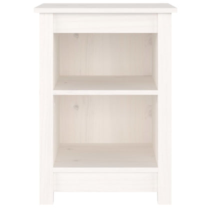 Mesitas De Noche 2 Uds Madera Maciza De Pino Blanco 40x35x55 Cm_2