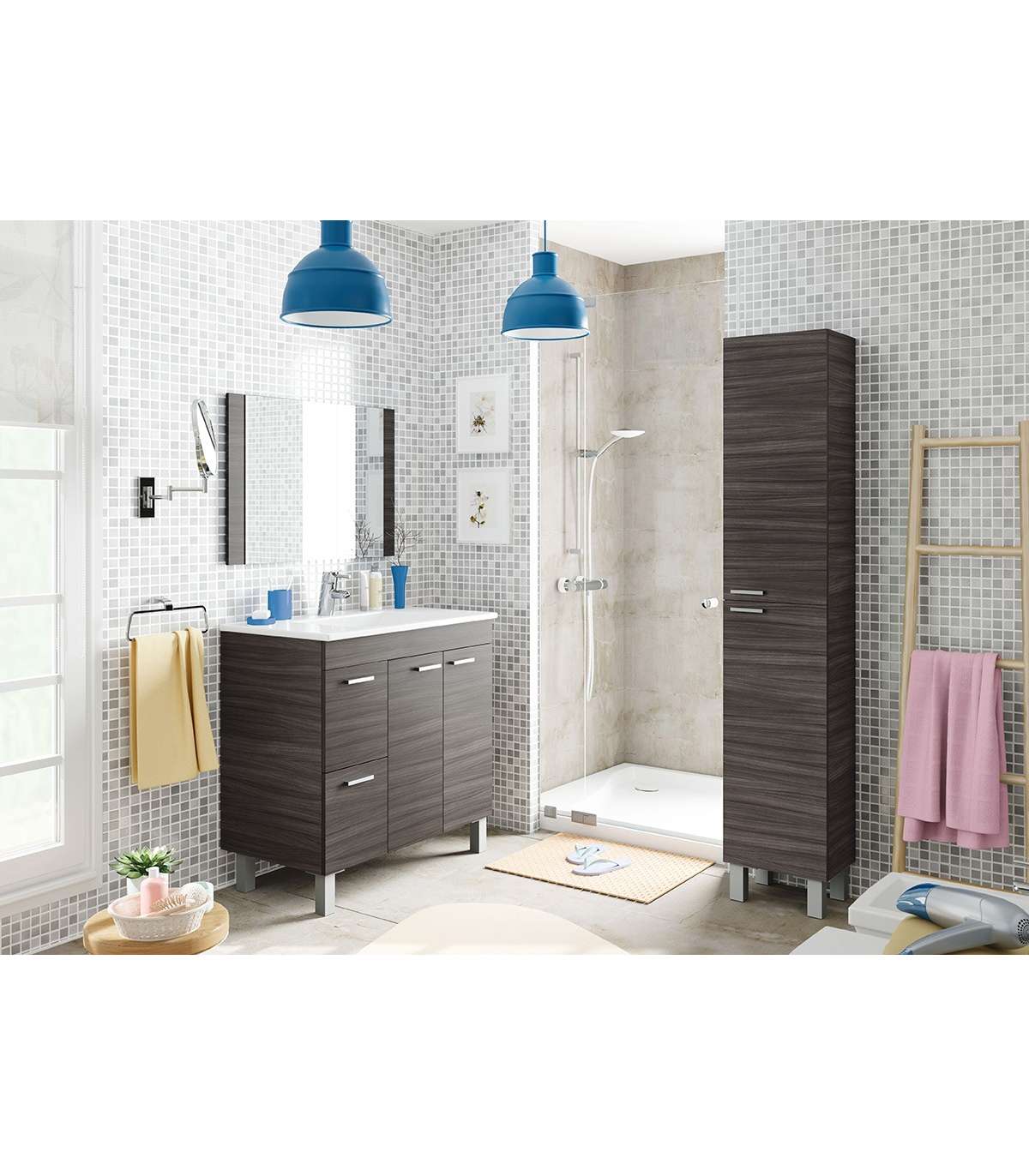 Mueble Con Lavabo Y Espejo Marta En Acabado Gris Ceniza, 80 Cm(alto)80 Cm(ancho)45 Cm(largo)_5