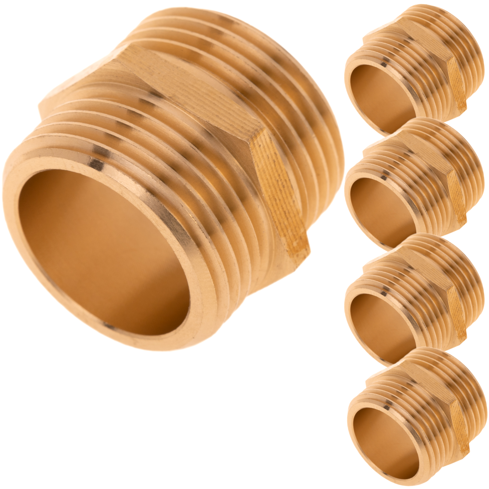 Pack De 5 Unidades Machón De Latón Zincado De 3/4“ Para Instalaciones De Agua_0